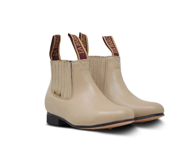 Botín Charro De Niño Suela De Cuero En Color Arena 1 Botín Charro De Niño Suela De Cuero En Color Arena