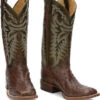 Justin Men's Pascoe Kango Brown Full Quill Ostrich Wide Square Toe Exotic Cowboy Boots