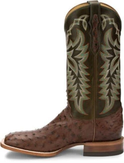 Justin Men's Pascoe Kango Brown Full Quill Ostrich Wide Square Toe Exotic Cowboy Boots -HerraduraDeOro 000000 WE 0000000000000000000000000000000