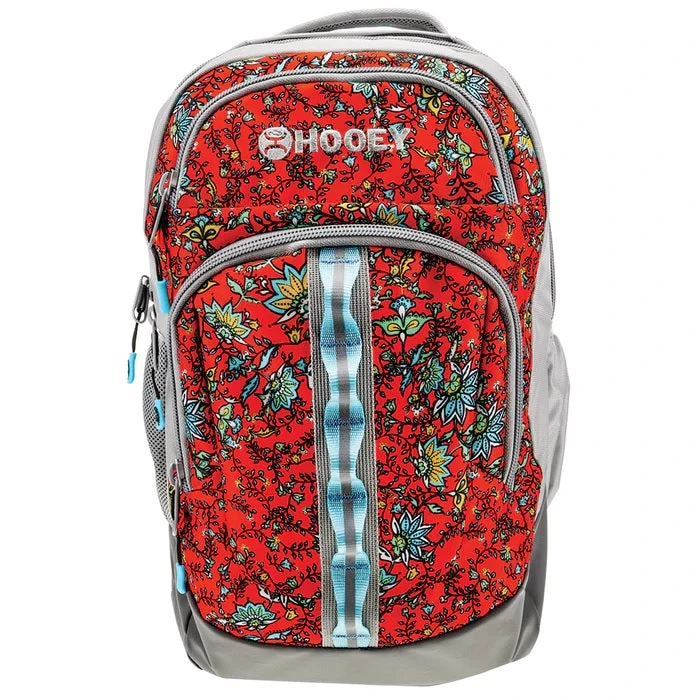 HOOEY "OX" GREY/RED/BLUE FLORAL PATTERN HOOEY BACKPACK 1 HOOEY "OX" GREY/RED/BLUE FLORAL PATTERN HOOEY BACKPACK