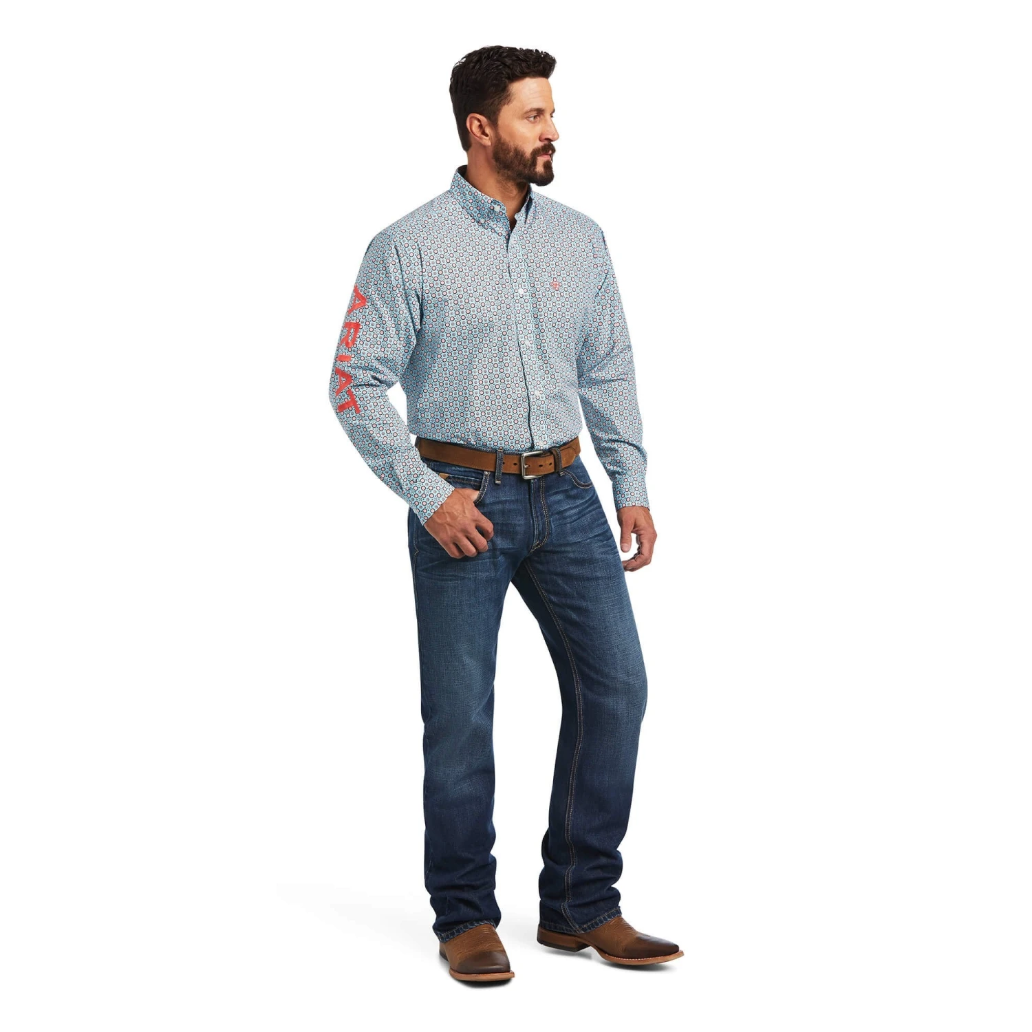 Ariat 10040575 Mens Team Ivandell Classic Fit Shirt Aquaville 2 Ariat 10040575 Mens Team Ivandell Classic Fit Shirt Aquaville - Image 2