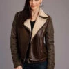 Stetson Womens Dark Brown Leather Motorcycle Jacket