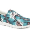 Roper Womens Blue Fabric Hang Loose Aztec Oxford Shoes