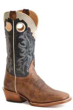 ROPER MEN'S RIDE 'EM COWBOY BURNISH WESTERN BOOTS - SQUARE TOE