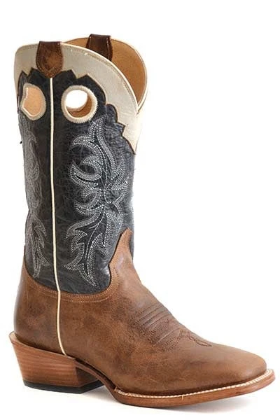 ROPER MEN'S RIDE 'EM COWBOY BURNISH WESTERN BOOTS - SQUARE TOE 1 ROPER MEN'S RIDE 'EM COWBOY BURNISH WESTERN BOOTS - SQUARE TOE
