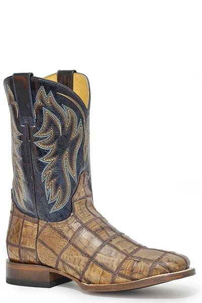 ROPER MEN'S CAIMAN CHECK PATCHWORK EXOTIC WESTERN BOOTS - WIDE SQUARE TOE 1 ROPER MEN'S CAIMAN CHECK PATCHWORK EXOTIC WESTERN BOOTS - WIDE SQUARE TOE