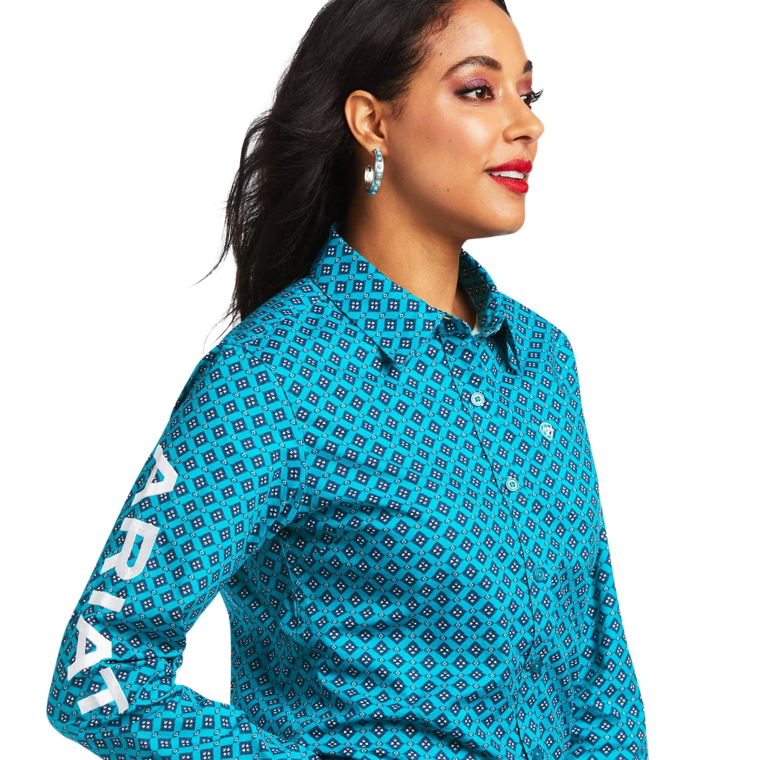 ARIAT TEAM LOGO STRETCH KIRBY ARIEL LADIES SHIRT 2 ARIAT TEAM LOGO STRETCH KIRBY ARIEL LADIES SHIRT - Image 2