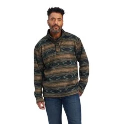Ariat Men's Wesley Brindlewood Brown & Teal Serape Sweater Pullover *FREE ARIAT BOOT SOCK'S WITH A PURCHASING OF THIS SWEATSHIRT*