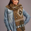 Stetson Womens Gold Multi Polyester Aztec Design Scarf