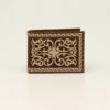 NOCONA MEN'S CREAM EMBROIDERED BROWN BI-FOLD WALLET N500028002