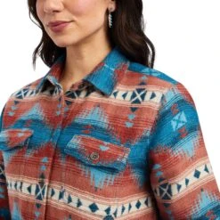 Ariat Women's REAL Shacket Shirt Jacket Fiery Jacquard - 10041578. GIFT WITH PURCHASE Cozy Aloe-Infused House Sock 2 Pair Multi Color Pack -HerraduraDeOro 10