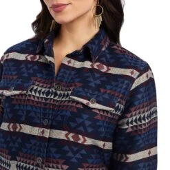 ARIAT WOMEN'S SHACKET SHIRT JACKET IN MOUNTAIN PEAK JCD. GIFT WITH PURCHASE Cozy Aloe-Infused House Sock 2 Pair Multi Color Pack -HerraduraDeOro 14