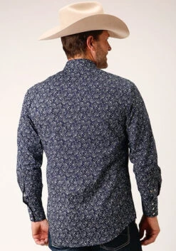 ROPER MEN'S COLLECTION NAVY & WHITE FLORAL PRINT SLEEVE WESTERN SHIRT 01-001-0019-3055 BU -HerraduraDeOro 19 f614e4df 7312 40e2 8d7c 3c911cb87cfa