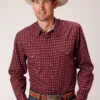 ROPER MEN'S GEO LONG SLEEVE WESTERN SNAP SHIRT 03-001-0064-0311 RE