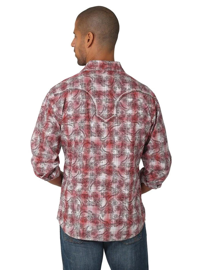 MENS ROCK 47 LONG SLEEVE RED SHIRT 2 MENS ROCK 47 LONG SLEEVE RED SHIRT - Image 2