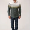 ROPER MEN'S VINTAGE BORDER LONG SLEEVE WESTERN SNAP SHIRT