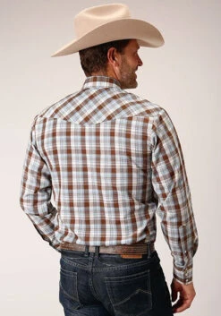 Roper Western Shirt Mens L/S Dyed Polyester Brown 01-001-0101-2007 BR -HerraduraDeOro 3 ac2827f3 2f36 448f 8d24 bd4d978f938c