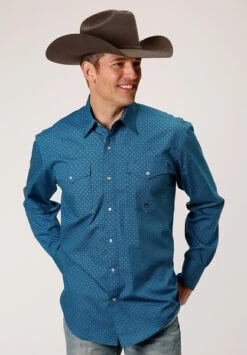 Roper Western Men Shirt L/S Amarillo Collection Purple 03-001-0225-2008 PU