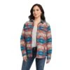 Ariat Women's REAL Shacket Shirt Jacket Fiery Jacquard - 10041578. GIFT WITH PURCHASE Cozy Aloe-Infused House Sock 2 Pair Multi Color Pack