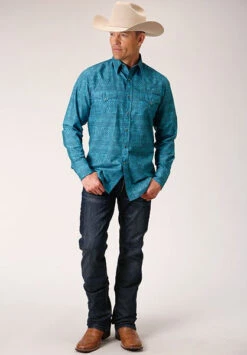 HerraduraDeOro 21 Roper Men's Western Men Shirt L/S West Made Collection 03-001-0067-0301 BU