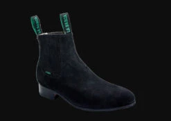 Dark BOTINE CHARRO LA BARCA COLOR NEGRO GAMOSA. MEXICAN BLACK SUEDE LEATHER ANKLE BOOT -HerraduraDeOro BLACK BLACK3
