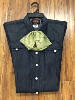 CAMISOLOA CHARRA AZUL OSCURA MEZCLILLA PARA HOMBRE