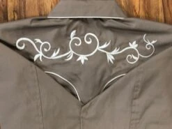 CAMISOLOA CHARRA CAFE DE HOMBRE -HerraduraDeOro BROWN TAN CHARRO SHIRT 4 06162019