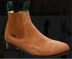 New Botine De La Barca De Gamuza Color Camel. La Barca Men's Suede Botin Charro Color Camel -HerraduraDeOro CAM 08162020