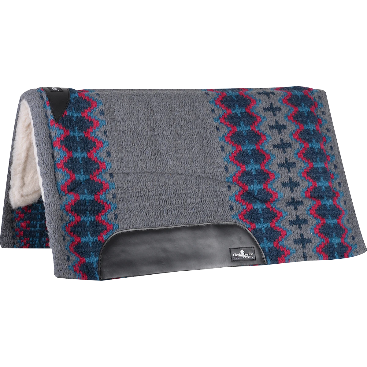 Classic Equine SensorFlex Wool Top 32 X 34 Saddle Pad Grey/Navy. Carona Para Montura 1 Classic Equine SensorFlex Wool Top 32 X 34 Saddle Pad Grey/Navy. Carona Para Montura