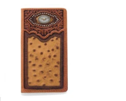 SLIVER CREEK CATTLE DRIVEN CHECKBOOK WALLET WITH A OSTRICH PATTERN