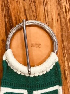 TRADITIONAL UNLINED CHARRO CHINCH WITH STAINLESS STEEL BUCKLE -HerraduraDeOro GREEN WHITE CINCH 3 01 26 2019