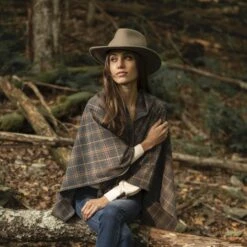 PLAID BLANKET WRAP SERAPE WITH HOOD