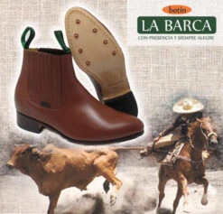 BOTINE CHARRO LA BARCA COLOR CHICLE .MENS BOTINES LA BARCA LIGHT TAN COLOR -HerraduraDeOro LOGO BOTINE LABARCA 1