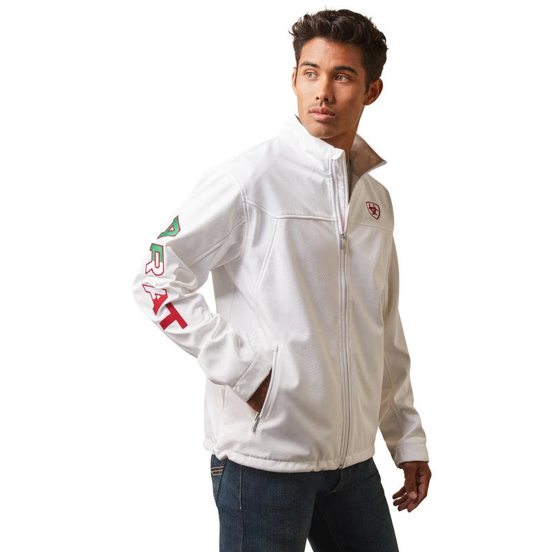Ariat 10043549 Mens New Team Softshell MEXICO Jacket White * Gift With Purchase * *FREE SHIPPING* 2 Ariat 10043549 Mens New Team Softshell MEXICO Jacket White * Gift With Purchase * *FREE SHIPPING* - Image 2
