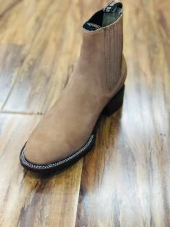 BOTINE CHARRO COLOR MIEL GAMOSA DE DOBLE COSTURA.MEXICAN SUEDE DOUBLE SEAM LEATHER ANKLE BOOT -HerraduraDeOro image 1e6d6f9e 8b11 4de6 9392 d1390098352f