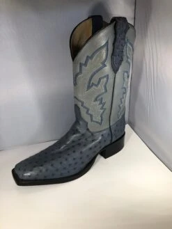 BOTA JUSTIN COLOR AZUL DE AVESTRUZ.MEDIUM SQUARE TOE JUSTIN BLUE JEAN OSTRICH BOOTS