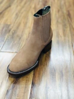 BOTINE CHARRO COLOR MIEL GAMOSA DE DOBLE COSTURA.MEXICAN SUEDE DOUBLE SEAM LEATHER ANKLE BOOT -HerraduraDeOro image 63b2e222 ea9e 4a53 a65c 65329dd7858d