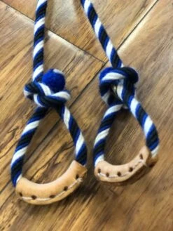 RIENDAS CHARRAS BLANCAS CON AZUL Y NEGRO. WHITE AND BLUE AND BLACK CHARRO HORSE REINS -HerraduraDeOro image 84b2bfe8 07eb 4893 92e2 047b0c67fc34
