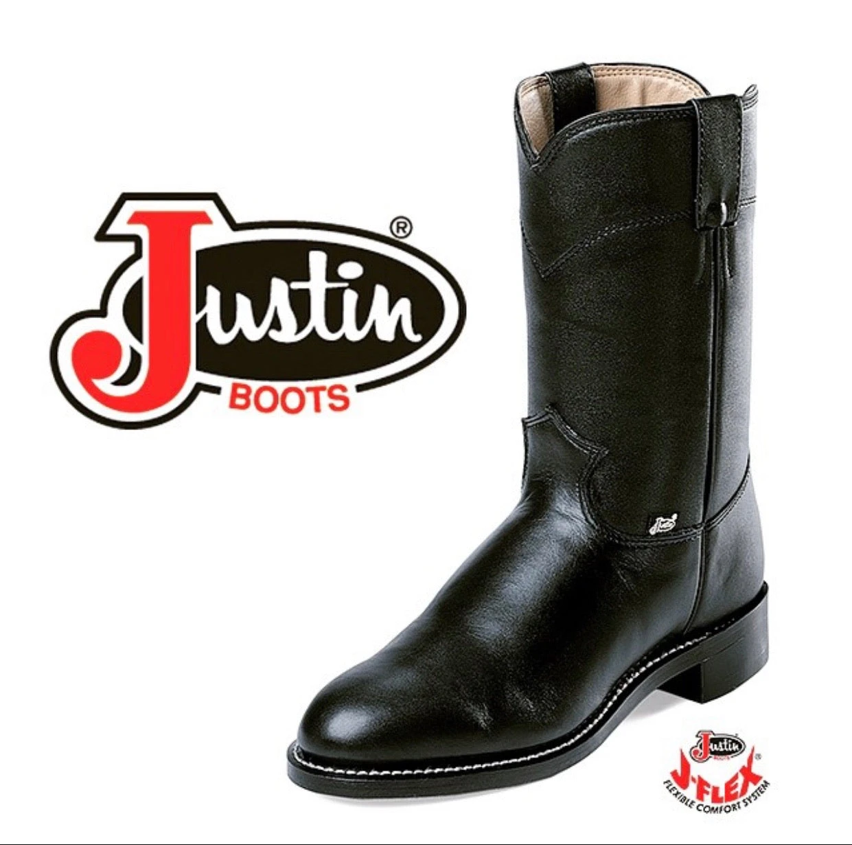 BLACK JUSTIN ROPER BOOTS 3 BLACK JUSTIN ROPER BOOTS - Image 3