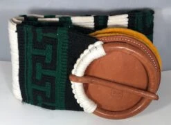 CINCHO DE CHARRO DE COLORS VERDE, BLANCO Y NEGRO.CHARRO CINCH 3 COLORS GREEN, WHITE AND BLACK