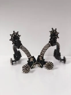 ESPUELAS CHARRAS FINAS DE PLATA. BROWN RUSTIC HEAVY WITH SLIVER CHARRO SPURS.