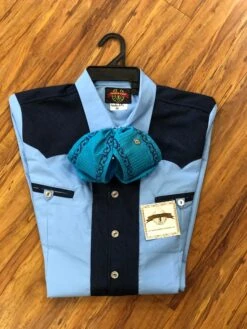 CAMISOLOA CHARRA DE 2 COLORS.2 TONE COLOR BLUE SHIRT -HerraduraDeOro image ec92894b 43ee 4df3 befc 049857c47477