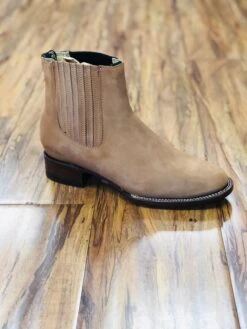 BOTINE CHARRO COLOR MIEL GAMOSA DE DOBLE COSTURA.MEXICAN SUEDE DOUBLE SEAM LEATHER ANKLE BOOT -HerraduraDeOro image fe122bec 58d4 4ee4 91c9 514883943c84